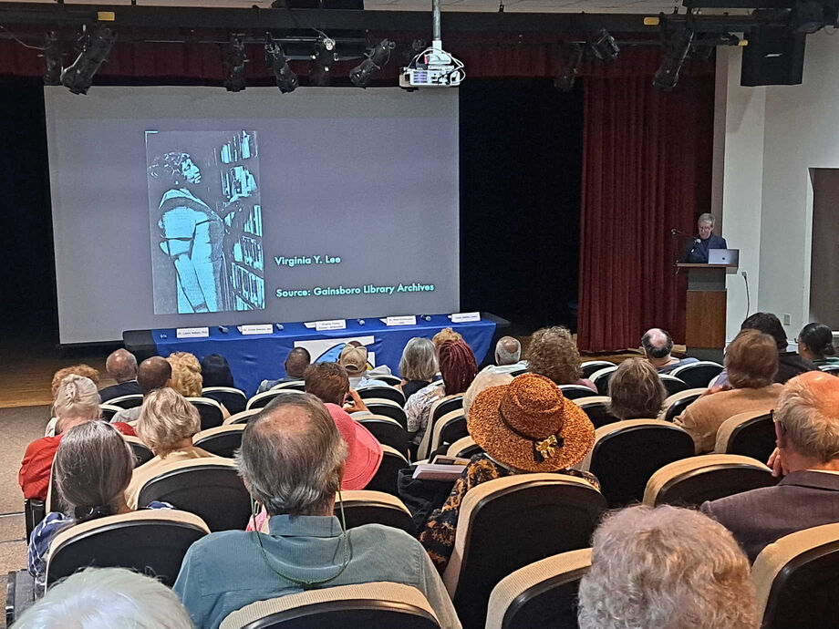 <p>Laura Helton's research led to a public reading and conversation with Virginia Lee's family members, which was held at Roanoke's Dumas Center. Image courtesy of Roanoke Public Library. </p>