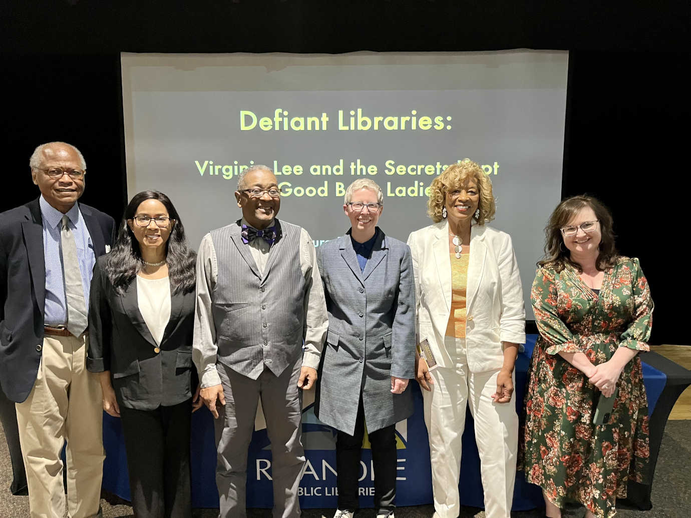 <p>Panelists from a public event, including Laura Helton and several of Virginia Lee's family members, held at Roanoke's Dumas Center. Image courtesy of Roanoke Public Library. </p>